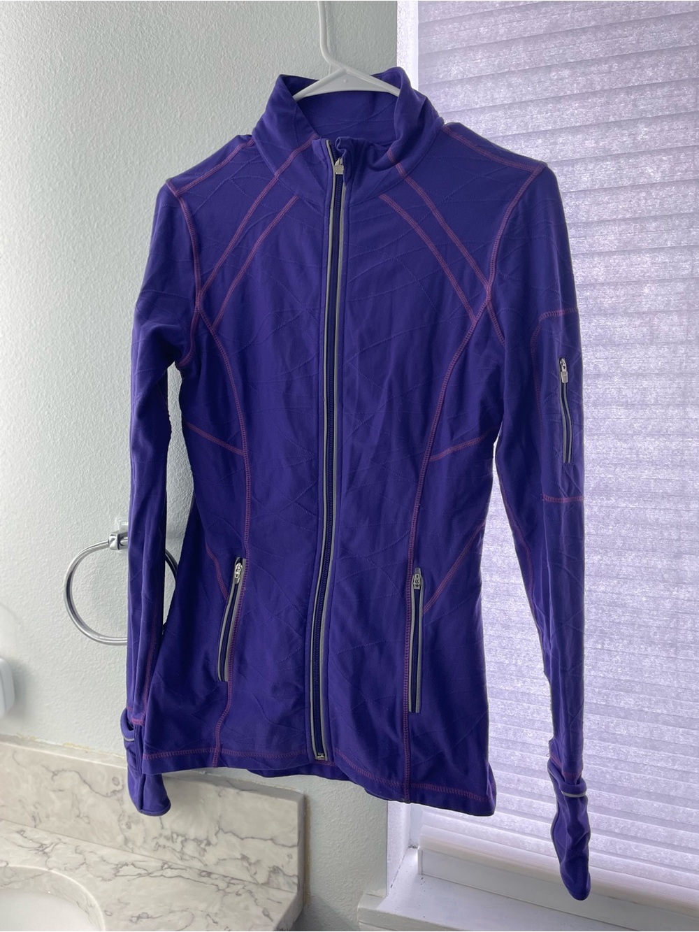 Kirkland Signature Purple Full-Zip Utility Jacket with Pink Stitching